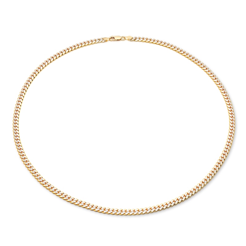 Pave Curb Link Necklace 14K Yellow Gold 22" 4.95mm