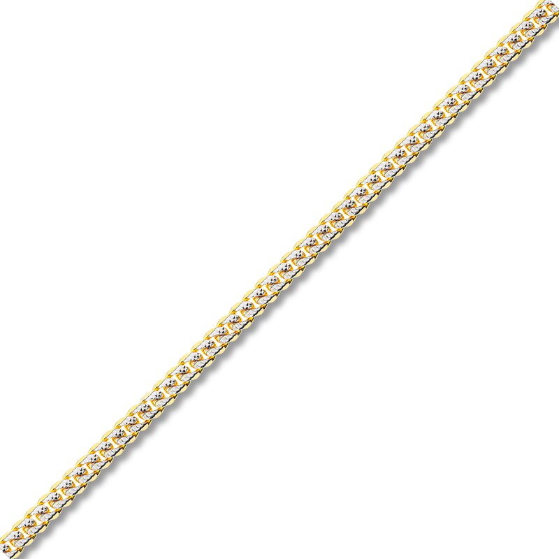 Main Image 2 of Italia D'Oro Solid Pave Curb Link Necklace 14K Yellow Gold 22" 4.95mm