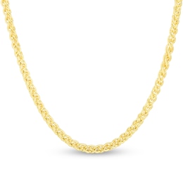 Hollow Round Wheat Chain Necklace 14K Yellow Gold 24" 3.2mm