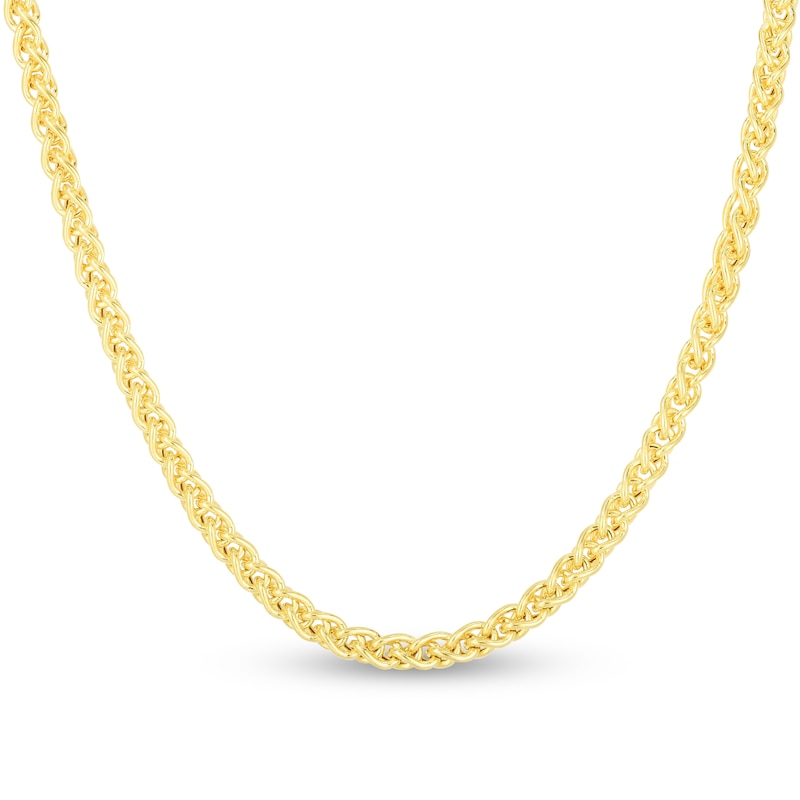 Main Image 1 of Hollow Round Wheat Chain Necklace 14K Yellow Gold 24" 3.2mm