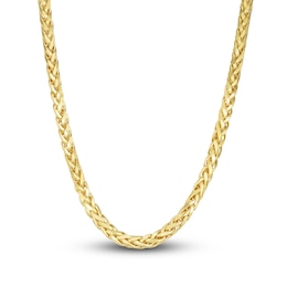 Semi-Solid Diamond-Cut Wheat Chain Necklace 14K Yellow Gold 24" 5.3mm
