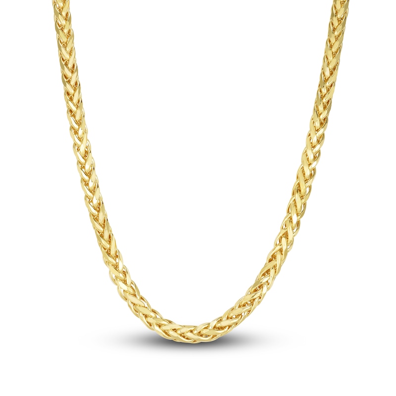 Main Image 1 of Semi-Solid Diamond-Cut Wheat Chain Necklace 14K Yellow Gold 24" 5.3mm