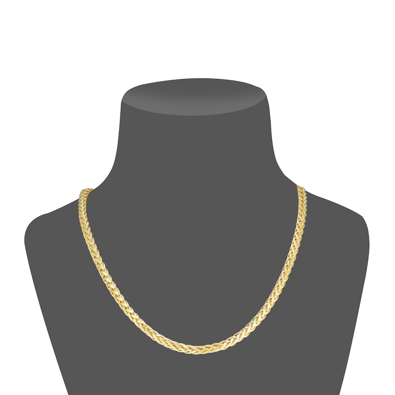 Main Image 2 of Semi-Solid Diamond-Cut Wheat Chain Necklace 14K Yellow Gold 24" 5.3mm