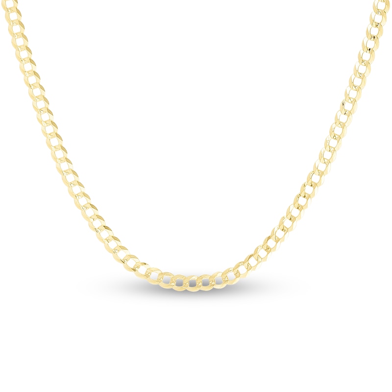 Solid Curb Chain Necklace 14K Gold 18" 2.6mm