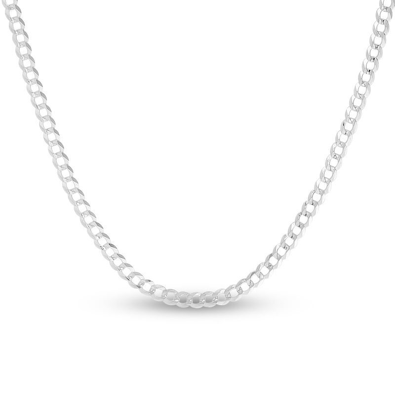 Main Image 1 of Solid Curb Chain Necklace 14K White Gold 16" 2.6mm