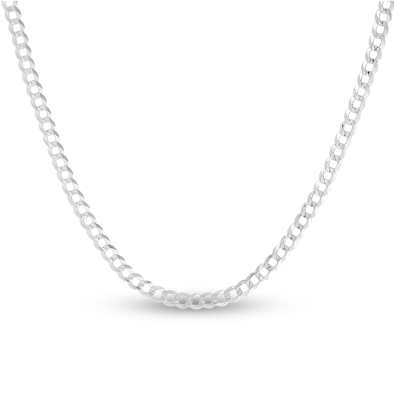 Main Image 1 of Solid Curb Chain Necklace 14K White Gold 18" 2.6mm