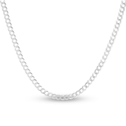 Solid Curb Chain Necklace 14K White Gold 20" 2.6mm