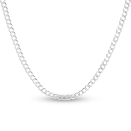 Solid Curb Chain Necklace 14K White Gold 24" 2.6mm