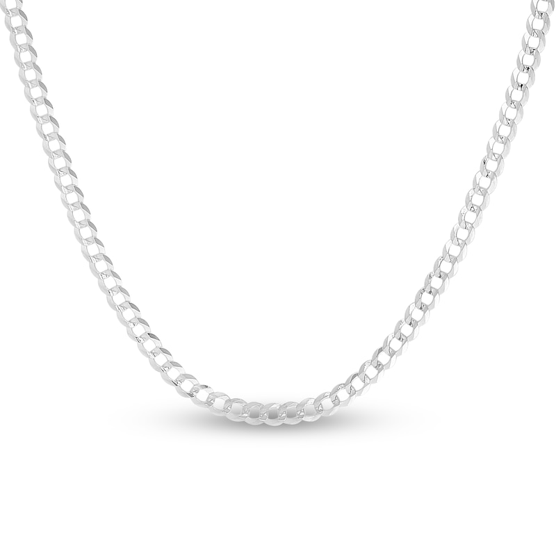 Main Image 1 of Solid Curb Chain Necklace 14K White Gold 24" 2.6mm