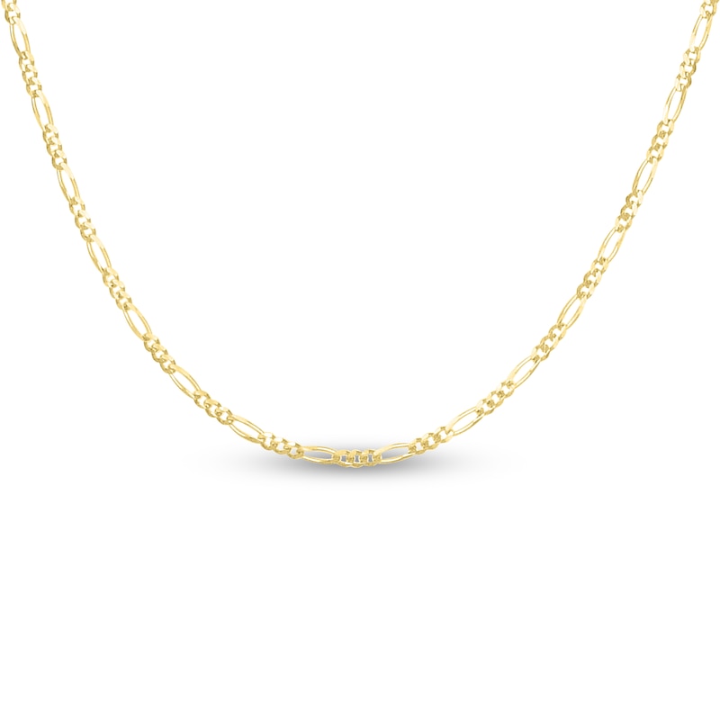 Main Image 1 of Solid Figaro Chain Necklace 14K Yellow Gold 16" 1.3mm