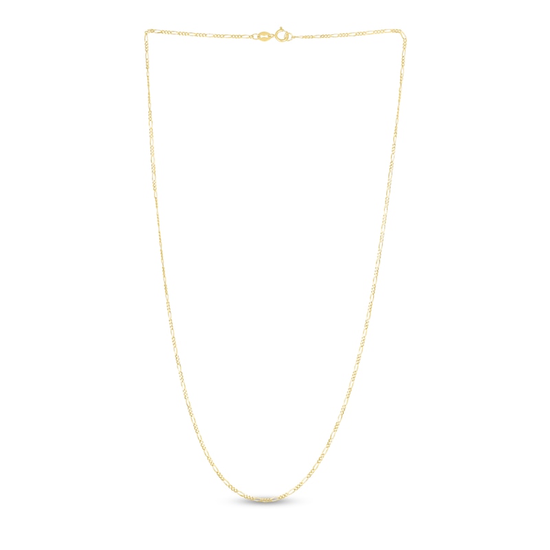 Main Image 3 of Solid Figaro Chain Necklace 14K Yellow Gold 16" 1.3mm