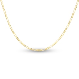 Solid Figaro Chain Necklace 14K Yellow Gold 18" 1.3mm