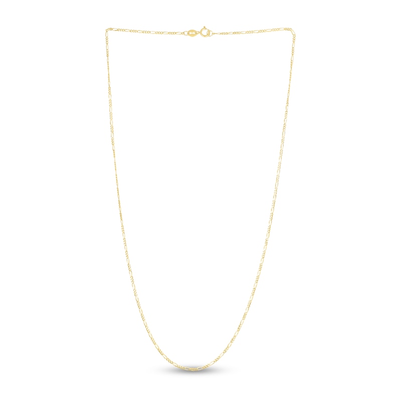Main Image 2 of Solid Figaro Chain Necklace 14K Yellow Gold 18" 1.3mm