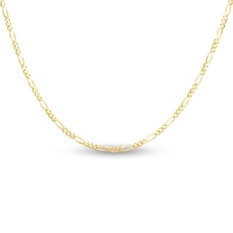 Solid Figaro Chain Necklace 14K Yellow Gold 20" 1.3mm