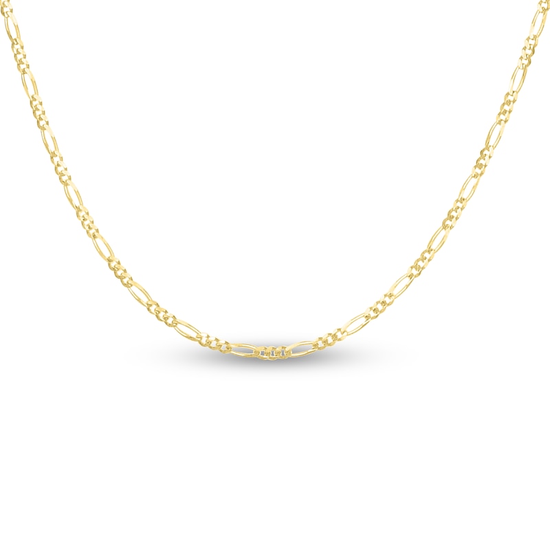 Main Image 1 of Solid Figaro Chain Necklace 14K Yellow Gold 20" 1.3mm