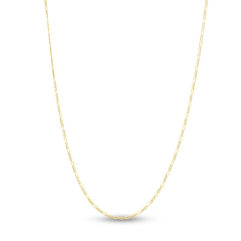 Solid Figaro Chain Necklace 14K Yellow Gold 16" 1.3mm