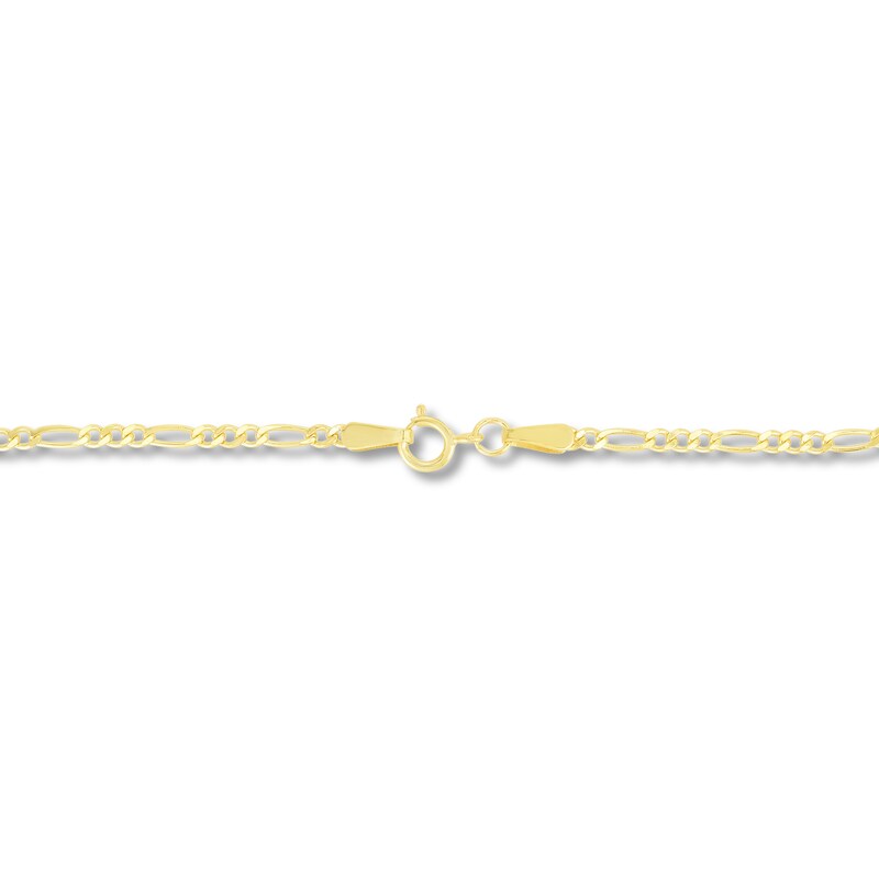 Solid Figaro Chain Necklace 14K Yellow Gold 16" 1.3mm