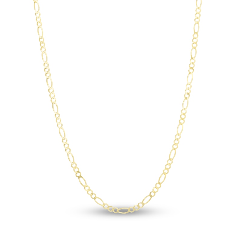 Solid Figaro Chain Necklace 14K Yellow Gold 22" 2.8mm