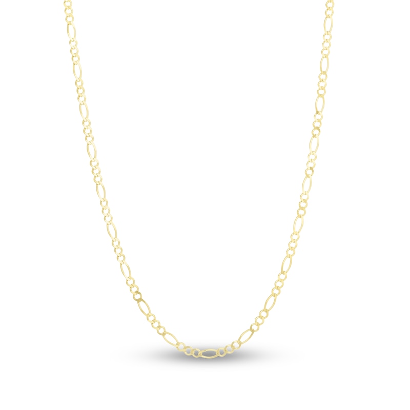 Solid Figaro Chain Necklace 14K Yellow Gold 24" 2.8mm