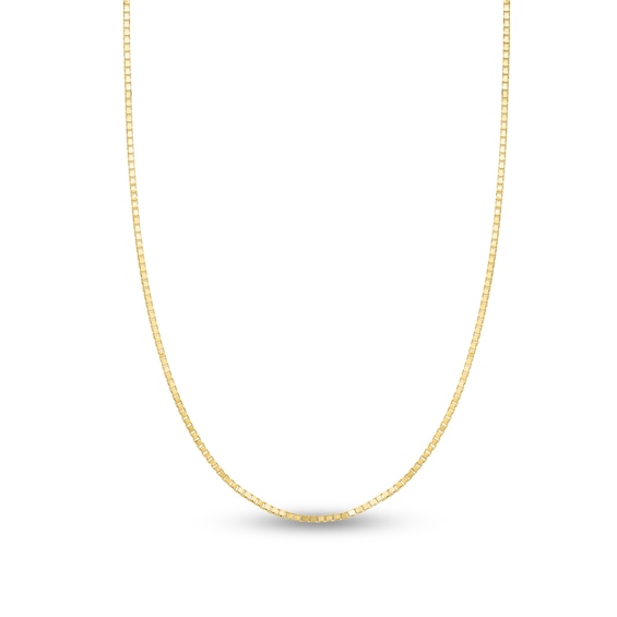 Solid Box Chain Necklace 14K Yellow Gold 22" Adjustable 0.79mm