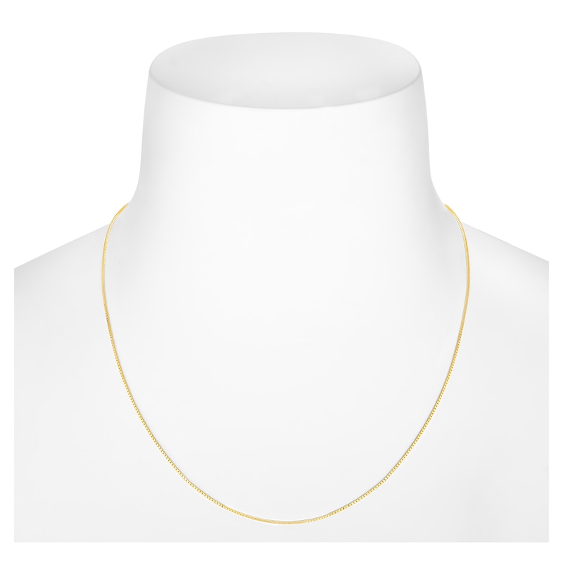 Semi-Solid Box Chain Necklace 14K Yellow Gold 22" Adjustable 0.8mm