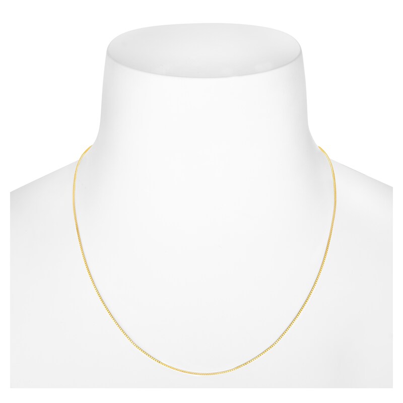 Main Image 4 of Solid Box Chain Necklace 14K Yellow Gold 22" Adjustable 0.79mm