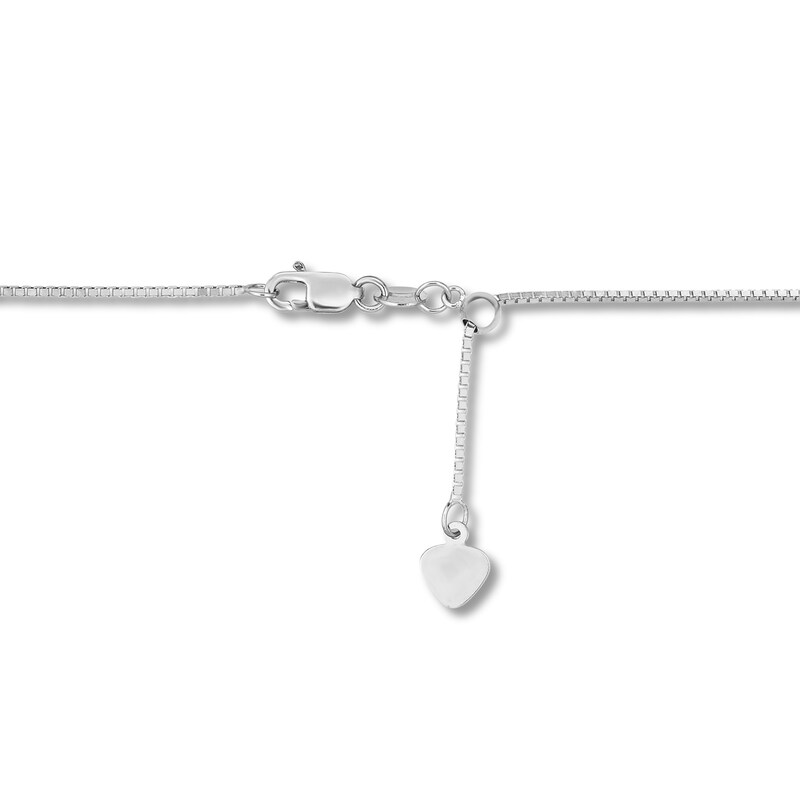 Main Image 2 of Solid Box Chain Necklace 14K White Gold 22" Adjustable 0.79mm