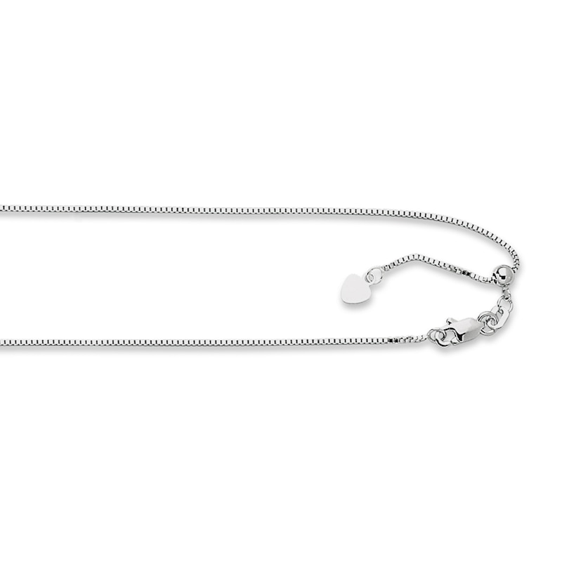 Main Image 3 of Solid Box Chain Necklace 14K White Gold 22" Adjustable 0.79mm