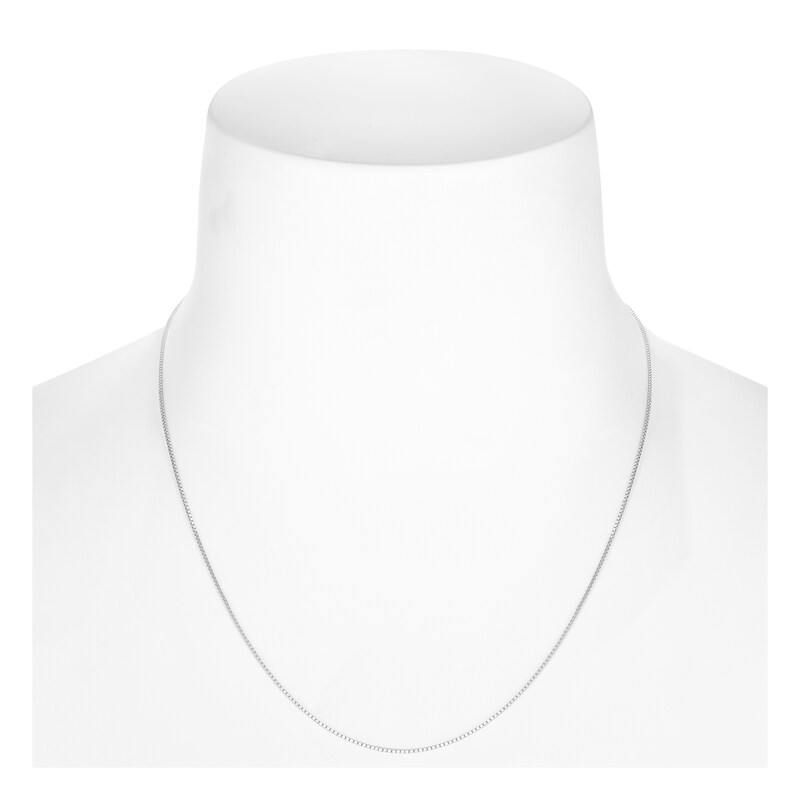 Main Image 4 of Solid Box Chain Necklace 14K White Gold 22" Adjustable 0.79mm