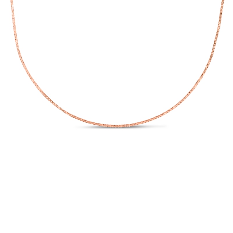 Main Image 1 of Solid Box Chain Necklace 14K Rose Gold 22" Adjustable 0.79mm