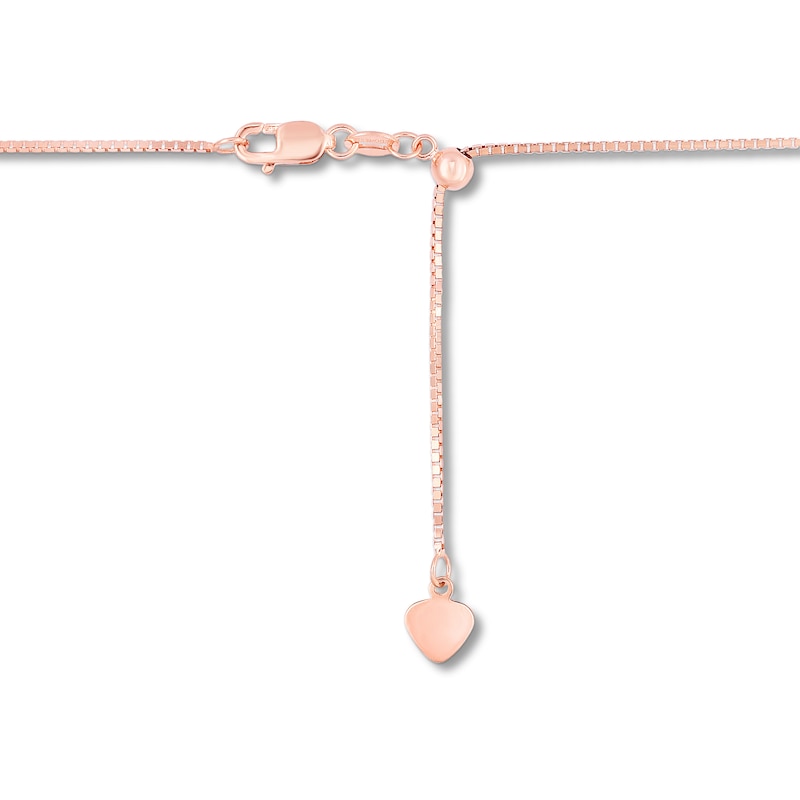 Main Image 2 of Solid Box Chain Necklace 14K Rose Gold 22" Adjustable 0.79mm