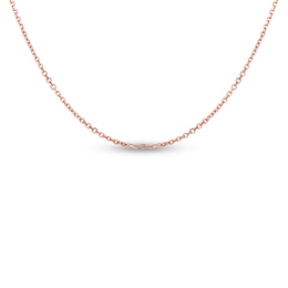 Solid Box Chain Necklace 14K Rose Gold 22" Adjustable 1.1mm