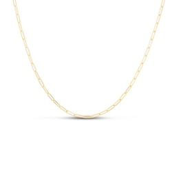 Solid Paper Clip Chain Necklace 14K Yellow Gold 22" Adjustable 1.5mm
