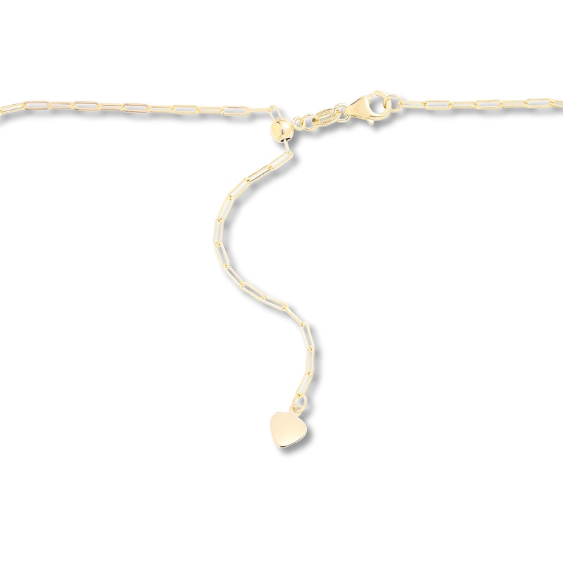 Semi-Solid Paper Clip Chain Necklace 14K Yellow Gold 22" Adjustable 1.5mm