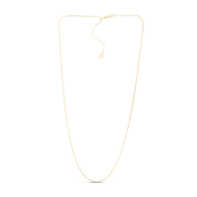 Main Image 3 of Solid Paper Clip Chain Necklace 14K Yellow Gold 22" Adjustable 1.5mm