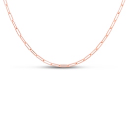 Semi-Solid Paper Clip Chain Necklace 14K Rose Gold 22" Adjustable 1.5mm