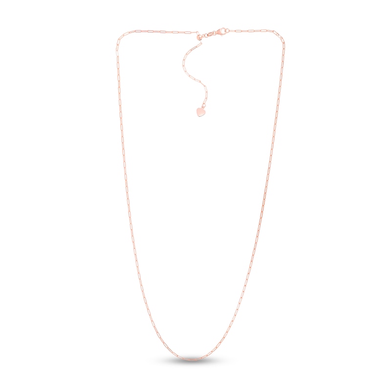 Main Image 3 of Semi-Solid Paper Clip Chain Necklace 14K Rose Gold 22" Adjustable 1.5mm
