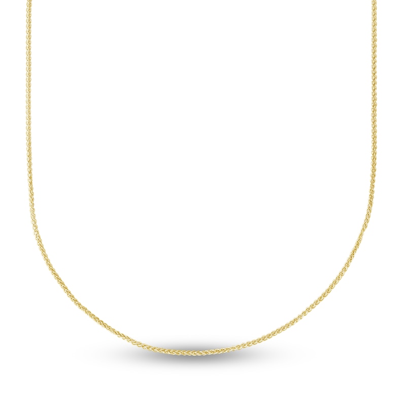 Main Image 1 of Solid Round Wheat Chain Necklace 14K Yellow Gold 22" Adjustable 1mm