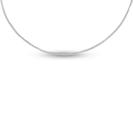Solid Round Wheat Chain Necklace 14K White Gold 22" Adjustable 1mm