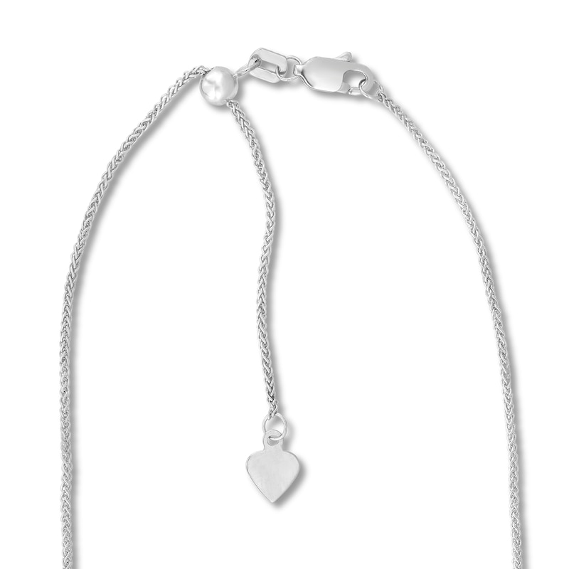 Main Image 2 of Solid Round Wheat Chain Necklace 14K White Gold 22" Adjustable 1mm