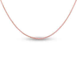 Solid Round Wheat Chain Necklace 14K Rose Gold 22" Adjustable 1mm