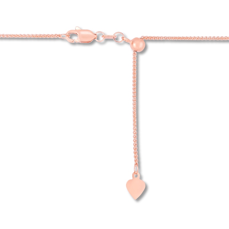 Main Image 2 of Solid Round Wheat Chain Necklace 14K Rose Gold 22" Adjustable 1mm