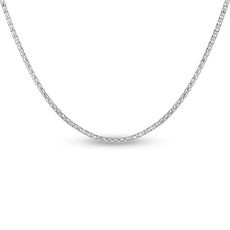 Main Image 1 of Solid Popcorn Chain Necklace 14K White Gold 22" Adjustable 1.3mm