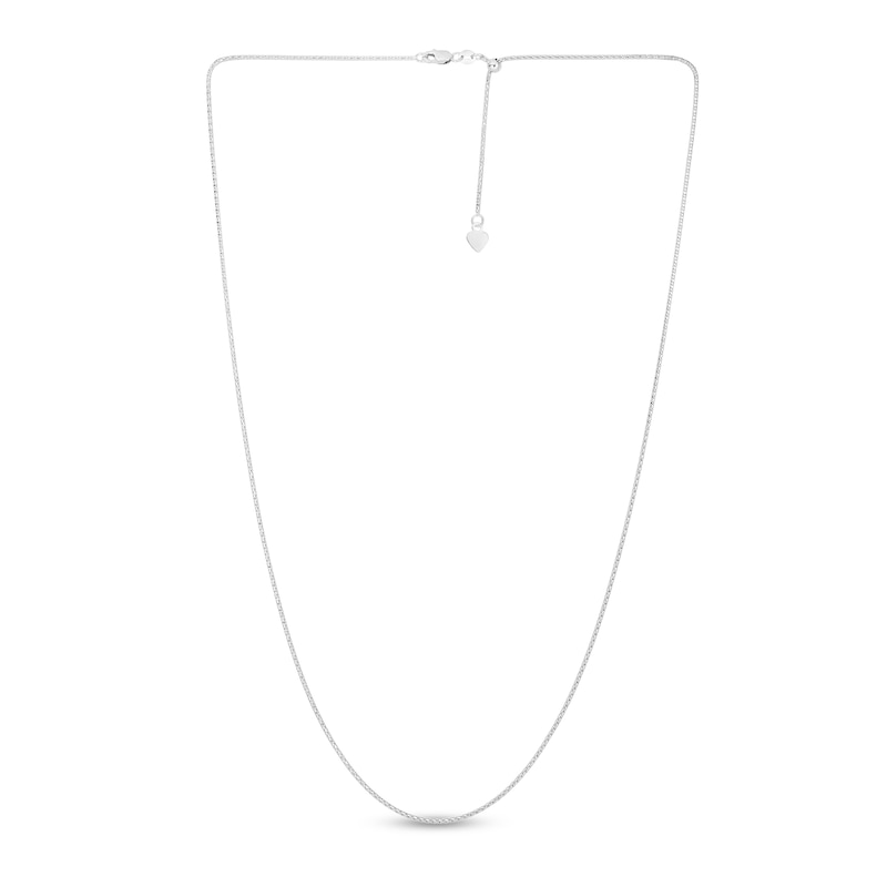 Main Image 3 of Solid Popcorn Chain Necklace 14K White Gold 22" Adjustable 1.3mm