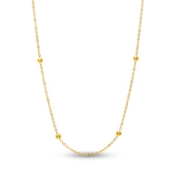 Hollow Beaded Chain Necklace 14K Yellow Gold 18" 1.8mm