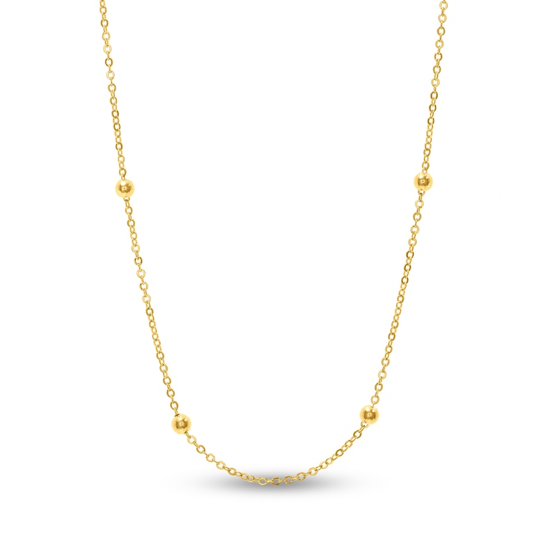 Main Image 1 of Hollow Beaded Chain Necklace 14K Yellow Gold 18" 1.8mm