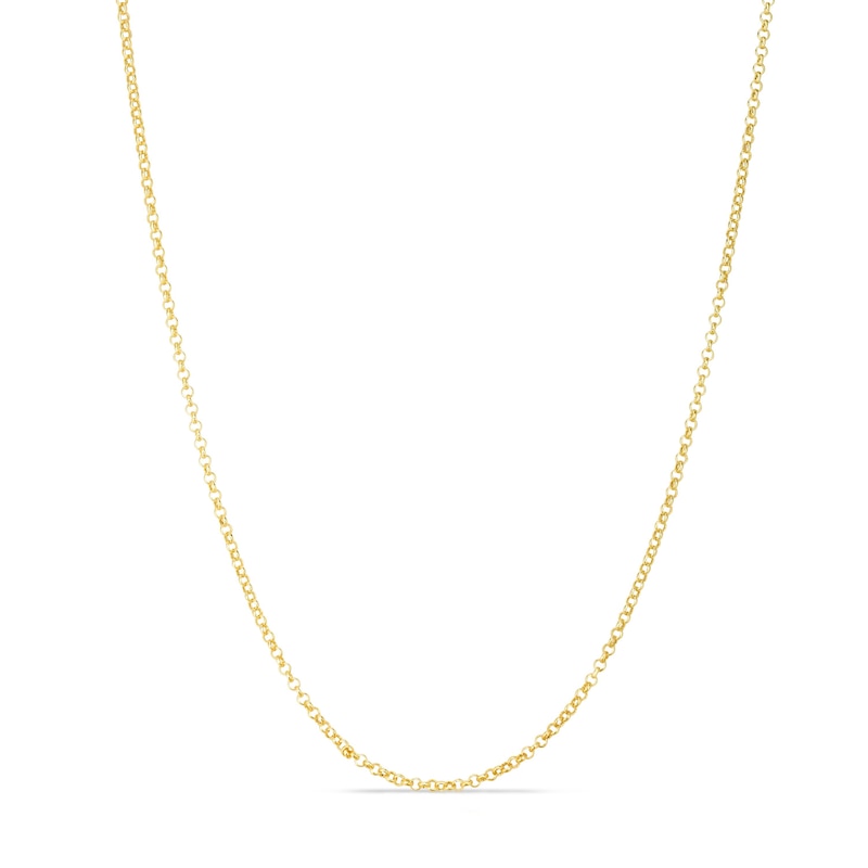 Semi-Solid Rolo Chain Necklace 14K Yellow Gold 16" 2mm