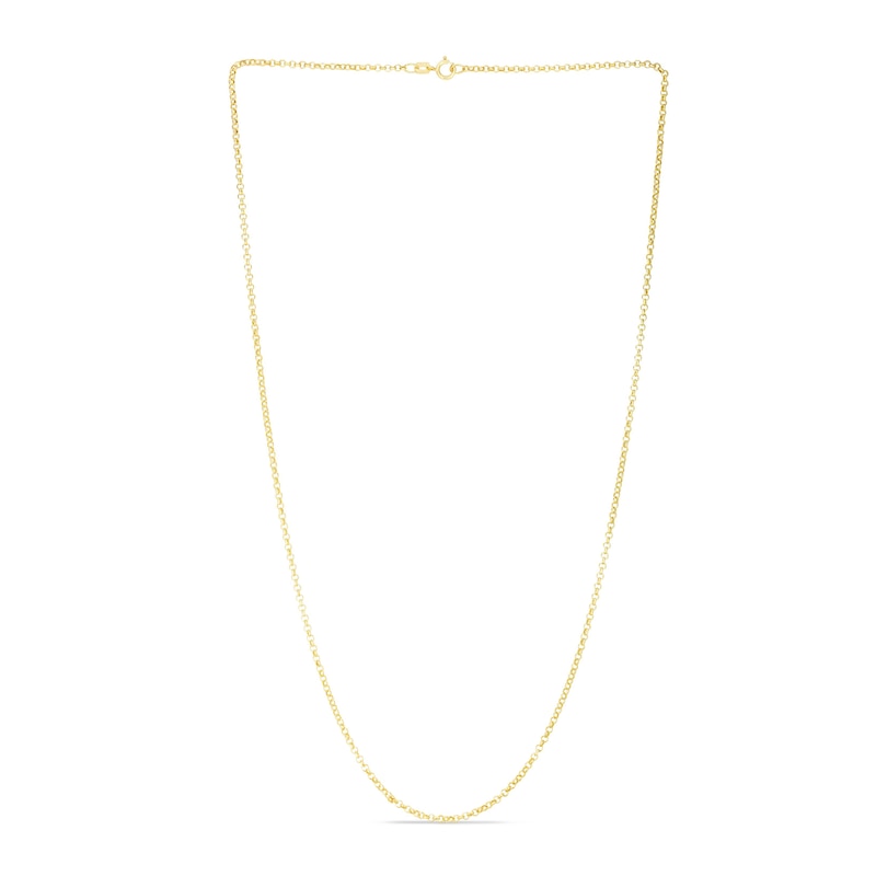 Semi-Solid Rolo Chain Necklace 14K Yellow Gold 16" 2mm