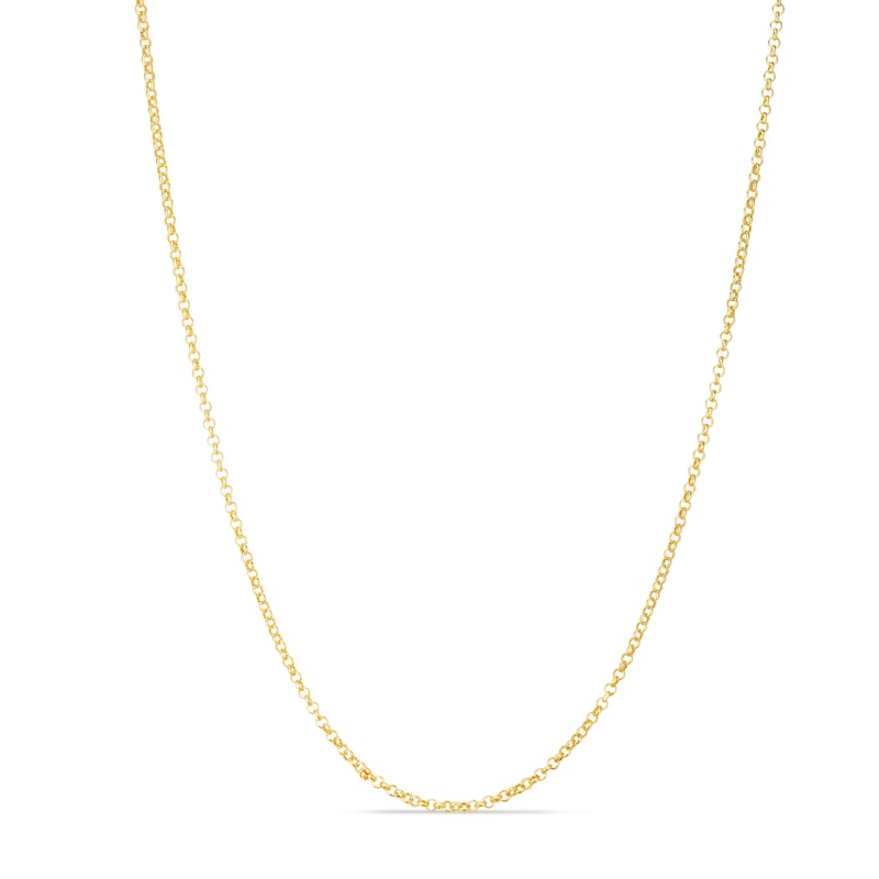 Main Image 1 of Hollow Rolo Chain Necklace 14K Yellow Gold 18" 1.9mm