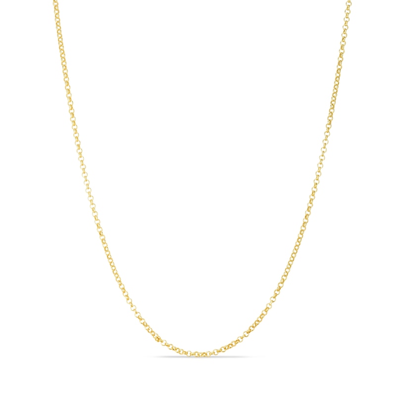 Main Image 1 of Hollow Rolo Chain Necklace 14K Yellow Gold 20" 1.9mm